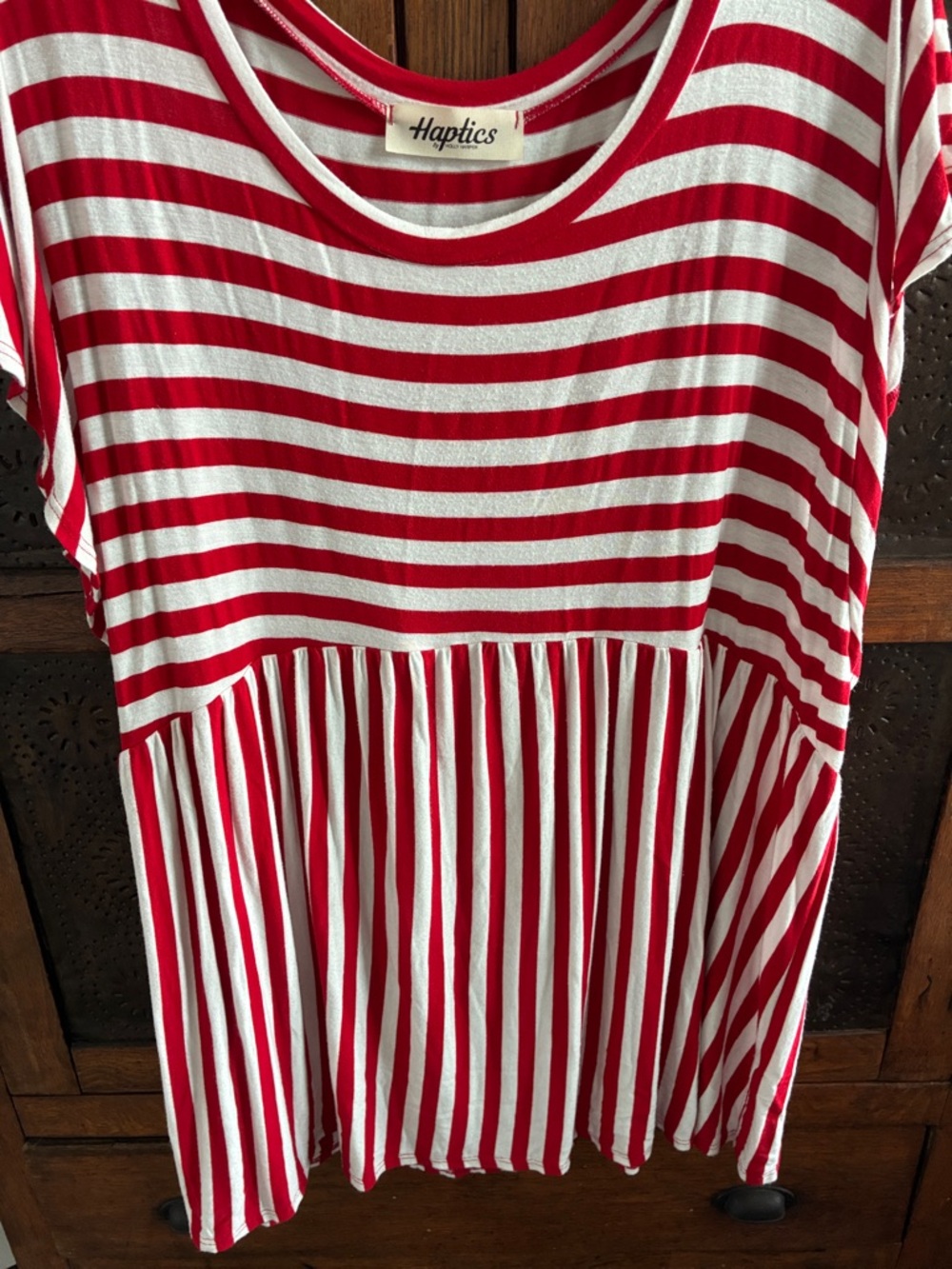 Haptics Red & White Striped Short Sleeve Tee - Picture 3 of 4